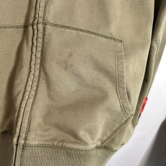 VTG Y2K Lucky Brand Hoodie Womens L Green Peace Love Boho Embroidered Full Zip - Picture 8 of 10